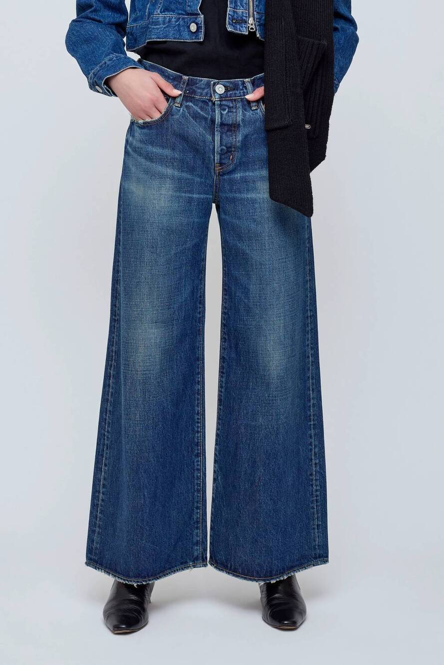NEW MOUSSY mcdavid straight baggy jeans in dark blue